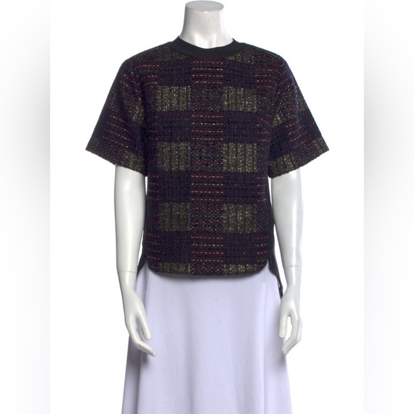 3.1 Phillip Lim Navy Silk and Knit Short Sleeve Top Size 2 - Picture 4 of 8